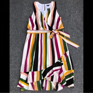 Lane Bryant sleeveless striped faux wrap dress size 28
